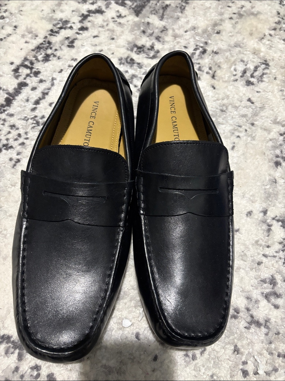 Vince Camuto Black Leather Penny Loafers